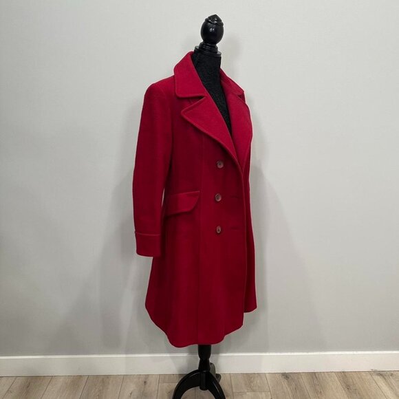 Vintage 1970s/80s Wool Coat - Double breasted coat in cherry/red - Picture 1 of 6